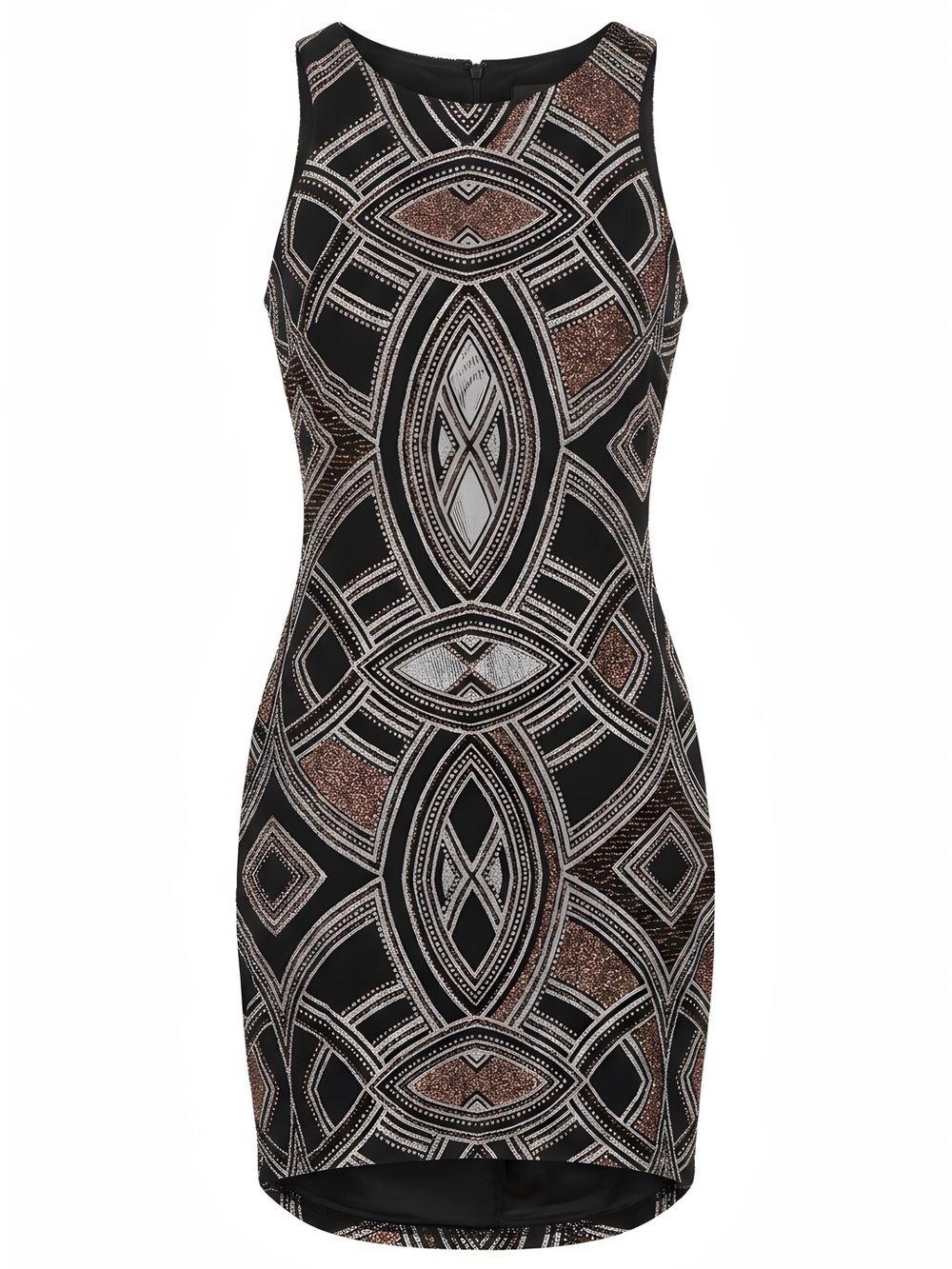 Speechless Black and Silver Geometric Mini Dress